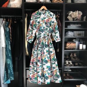 Boden Clara Cotton Maxi Shirt Dress- Painted Village